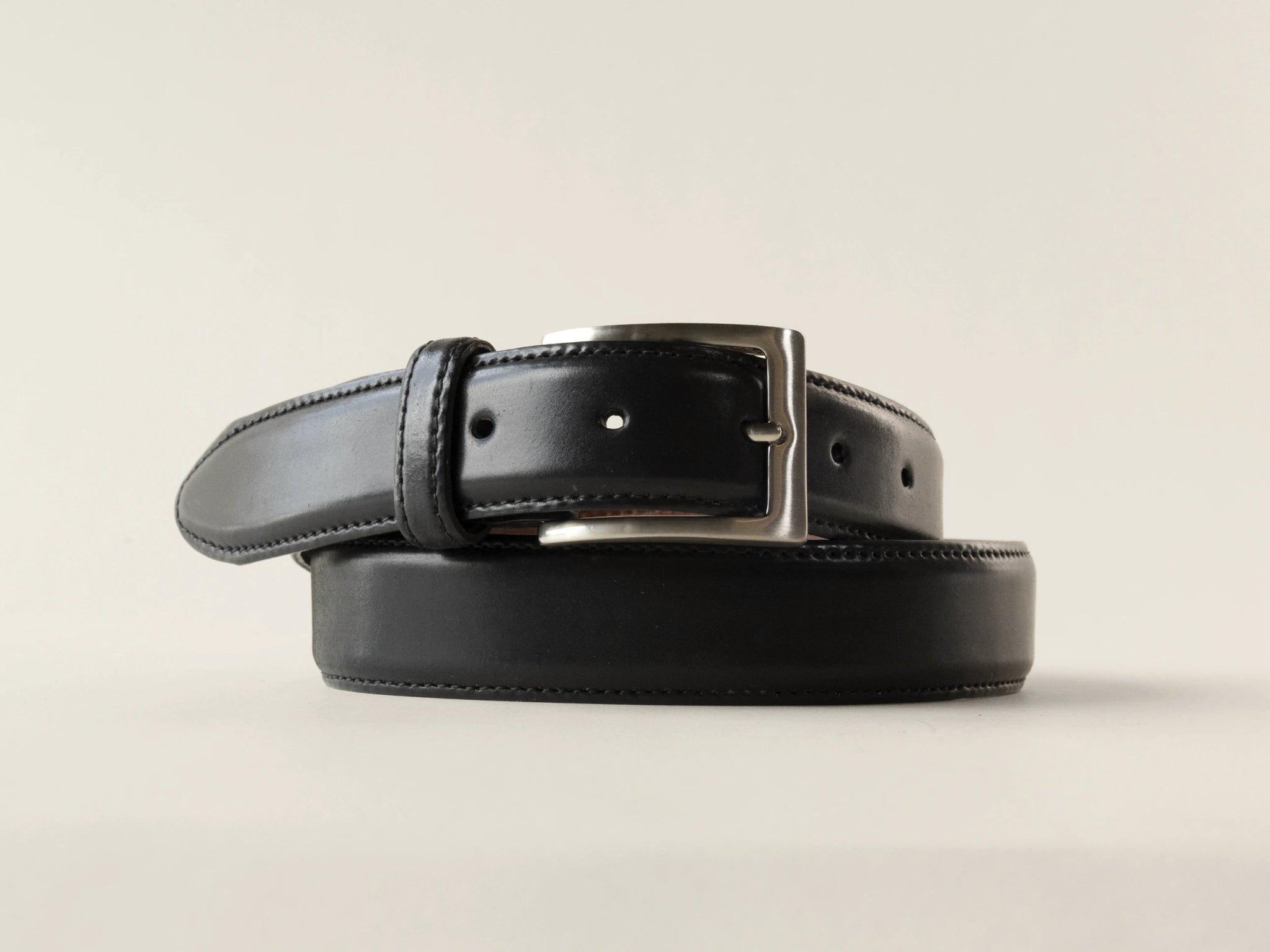 Black Shell Cordovan Belt, Silver, 32mm - The Tannery Row