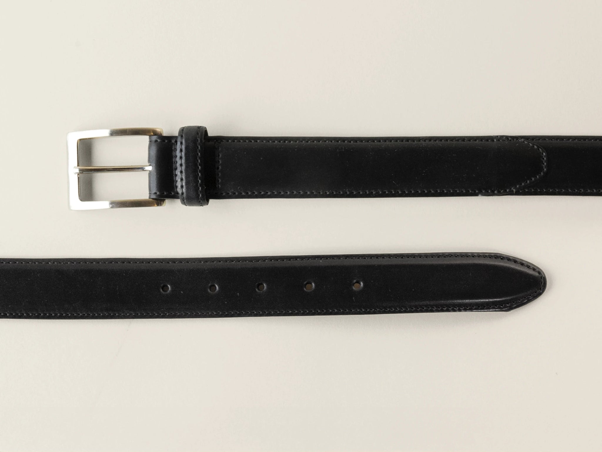 Black Shell Cordovan Belt, Silver, 32mm - The Tannery Row