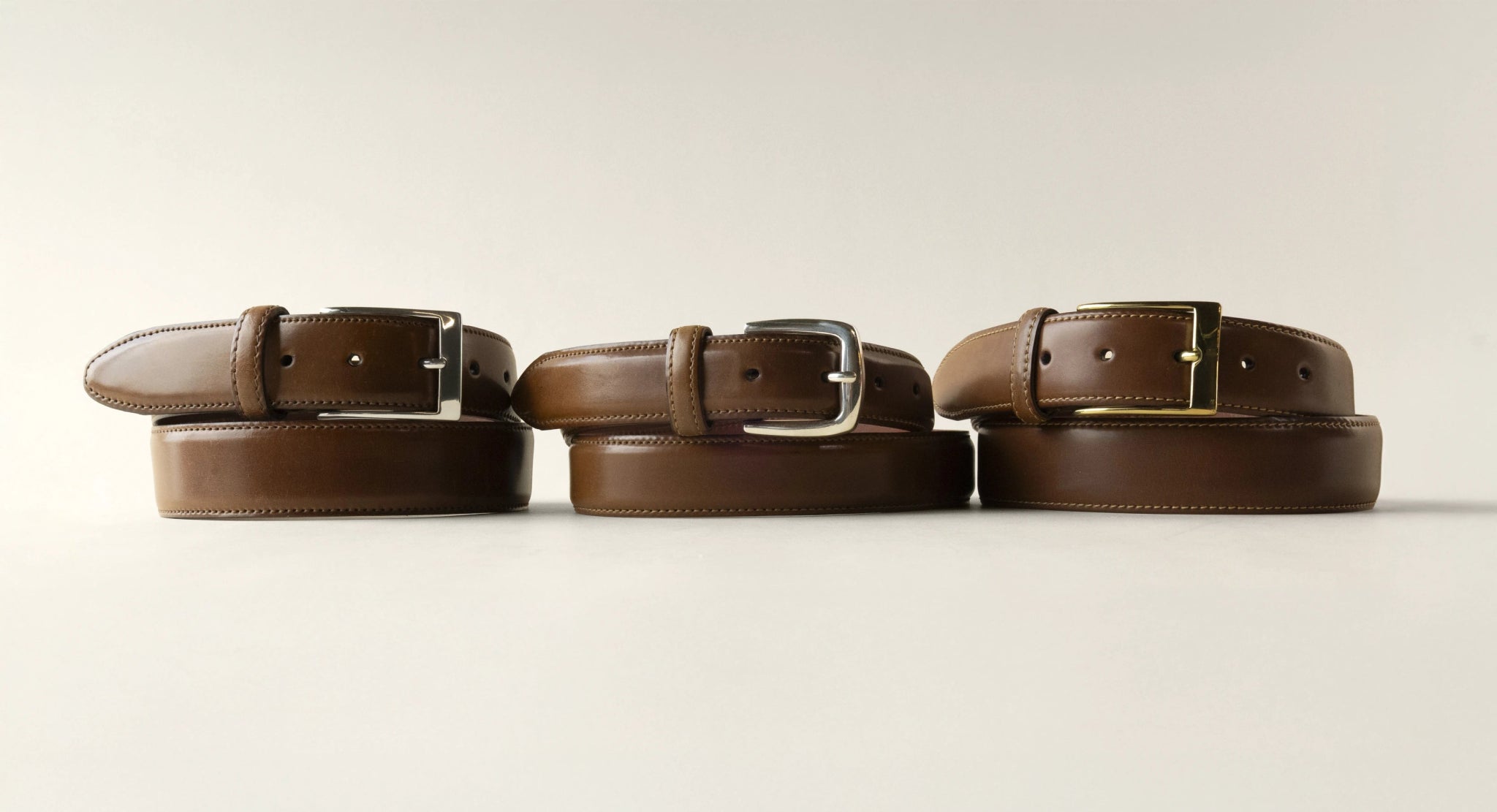 Natural Shell Cordovan Belt, Brass, 35mm - The Tannery Row